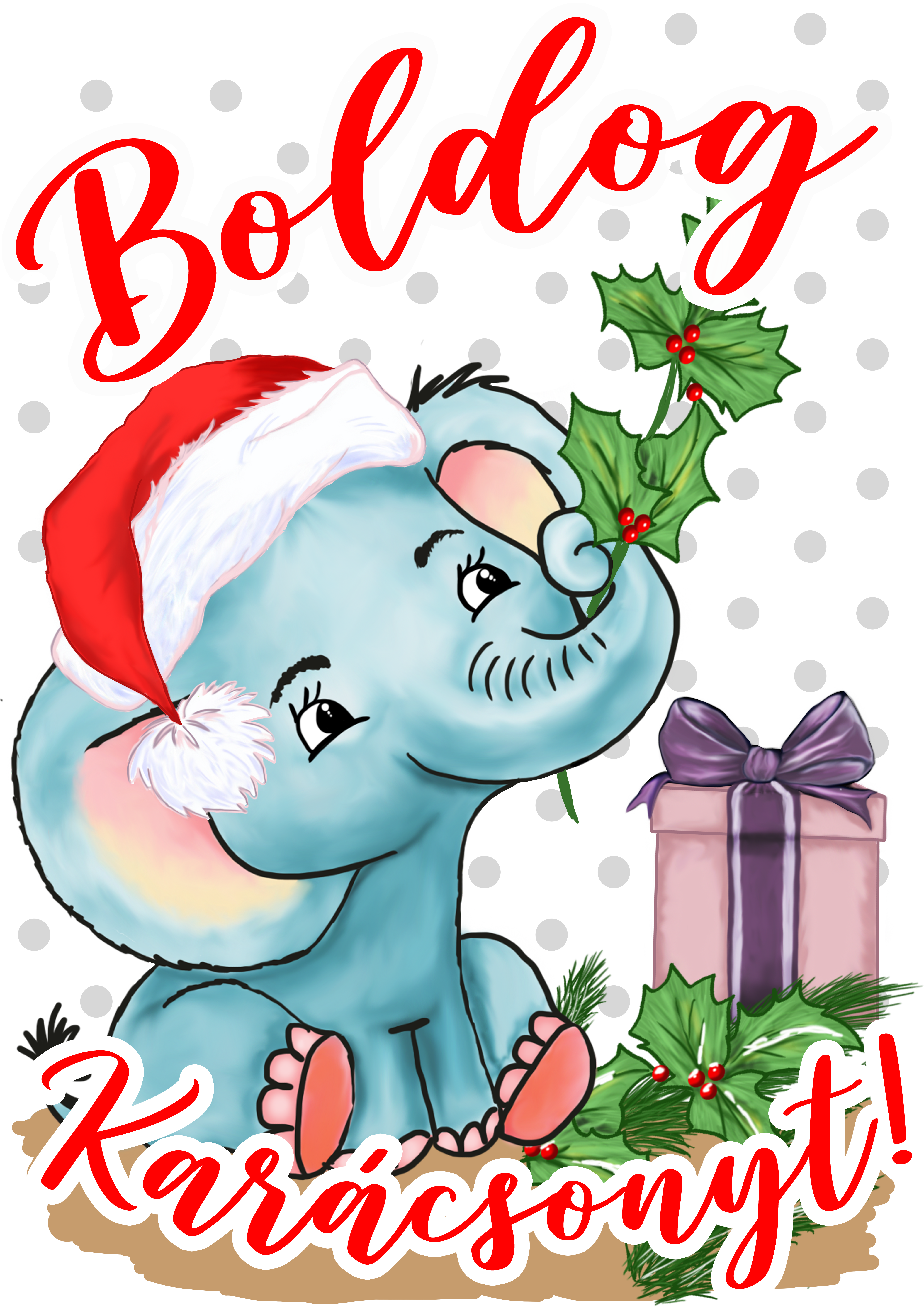Boldog Karácsonyt elefánt ajándékkal